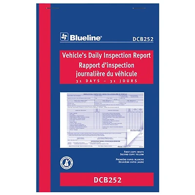Blueline 8" x 5 3/8" Vehicle's Daily Inspection Report - 31 Sheets - Blue Cover