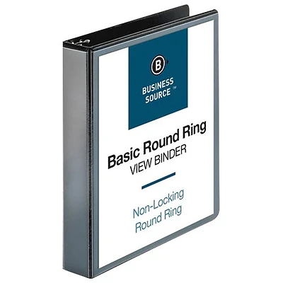 Business Source 8 1/2" x 11" Round-Ring View Binder - Sheet Capacity - 2 Internal Pockets