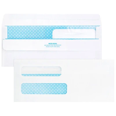 Business Source 8 5/8" x 3 5/8" Double Window Check Envelopes - 500 / Box - White