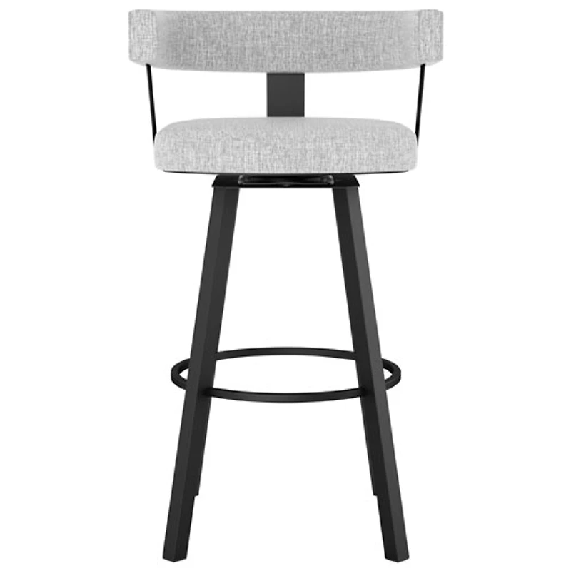 Tabouret de bar contemporain à hauteur de comptoir Parker - Blanc gris doux/Noir