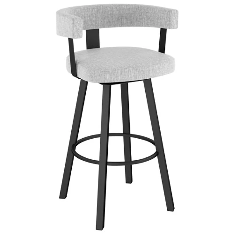 Tabouret de bar contemporain à hauteur de comptoir Parker - Blanc gris doux/Noir