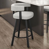 Tabouret de bar contemporain à hauteur de bar Parker - Blanc gris doux/Noir
