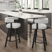 Tabouret de bar contemporain à hauteur de bar Parker - Blanc gris doux/Noir