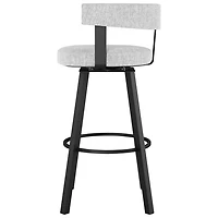 Tabouret de bar contemporain à hauteur de bar Parker - Blanc gris doux/Noir