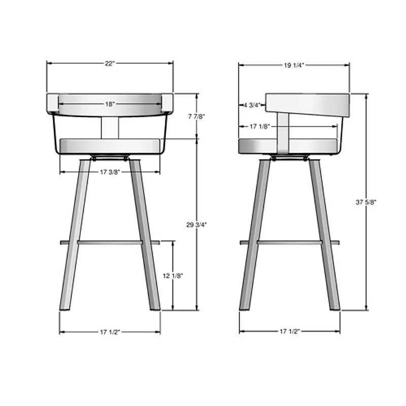 Tabouret de bar contemporain à hauteur de bar Parker - Blanc gris doux/Noir