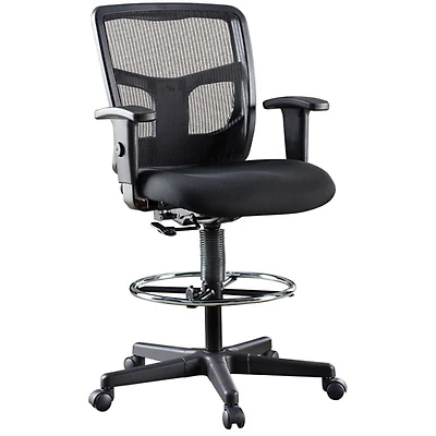 Lorell Ratchet Mid-Back Mesh Stool Office Chair - Black