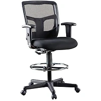 Lorell Ratchet Mid-Back Mesh Stool Office Chair - Black