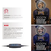 Ensemble VLOG avec anneau lumineux DEL de 6 po de Mobifoto (MOBIRL06)