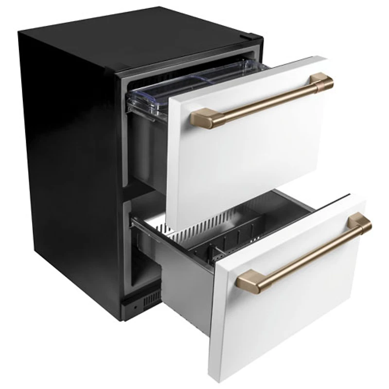Café 24" 5.7 Cu. Ft. Built-In Dual-Drawer Refrigerator (CDE06RP4NW2) - Matte White