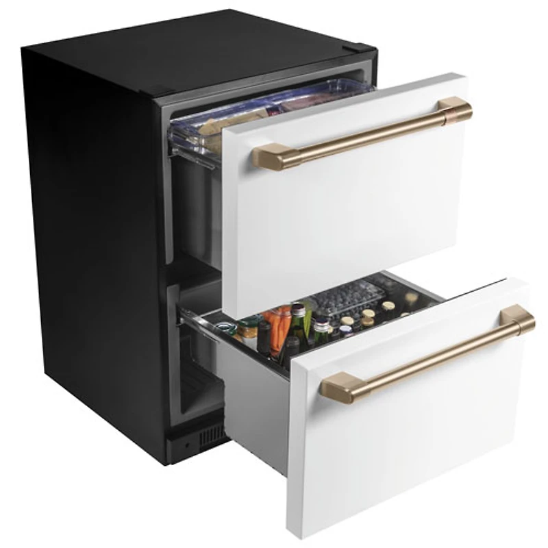 Café 24" 5.7 Cu. Ft. Built-In Dual-Drawer Refrigerator (CDE06RP4NW2) - Matte White