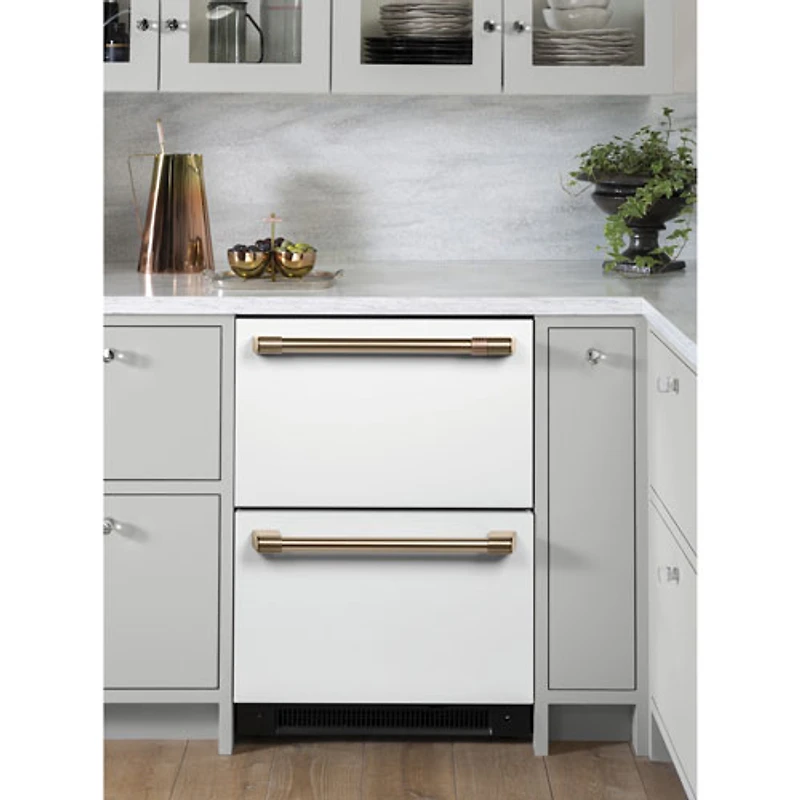 Café 24" 5.7 Cu. Ft. Built-In Dual-Drawer Refrigerator (CDE06RP4NW2) - Matte White