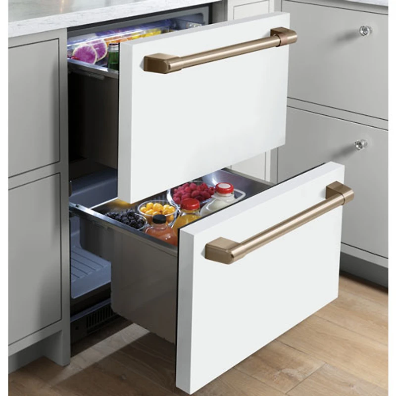 Café 24" 5.7 Cu. Ft. Built-In Dual-Drawer Refrigerator (CDE06RP4NW2) - Matte White
