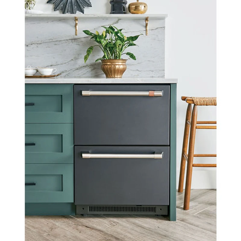 Café 24" 5.7 Cu. Ft. Built-In Dual-Drawer Refrigerator (CDE06RP3ND1) - Matte Black