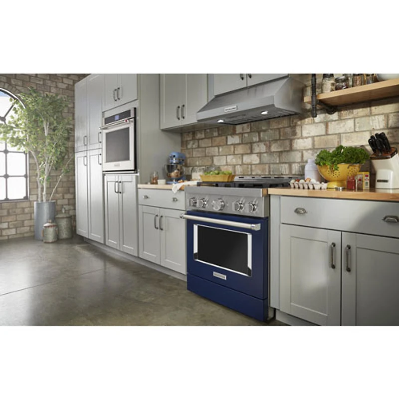 KitchenAid 30" 4.1 Cu. Ft. True Convection Freestanding Gas Range (KFGC500JIB) - Ink Blue