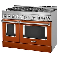 KitchenAid 48" 6.3 Cu. Ft. Double Oven 6-Burner Freestanding Gas Range (KFGC558JSC) - Orange