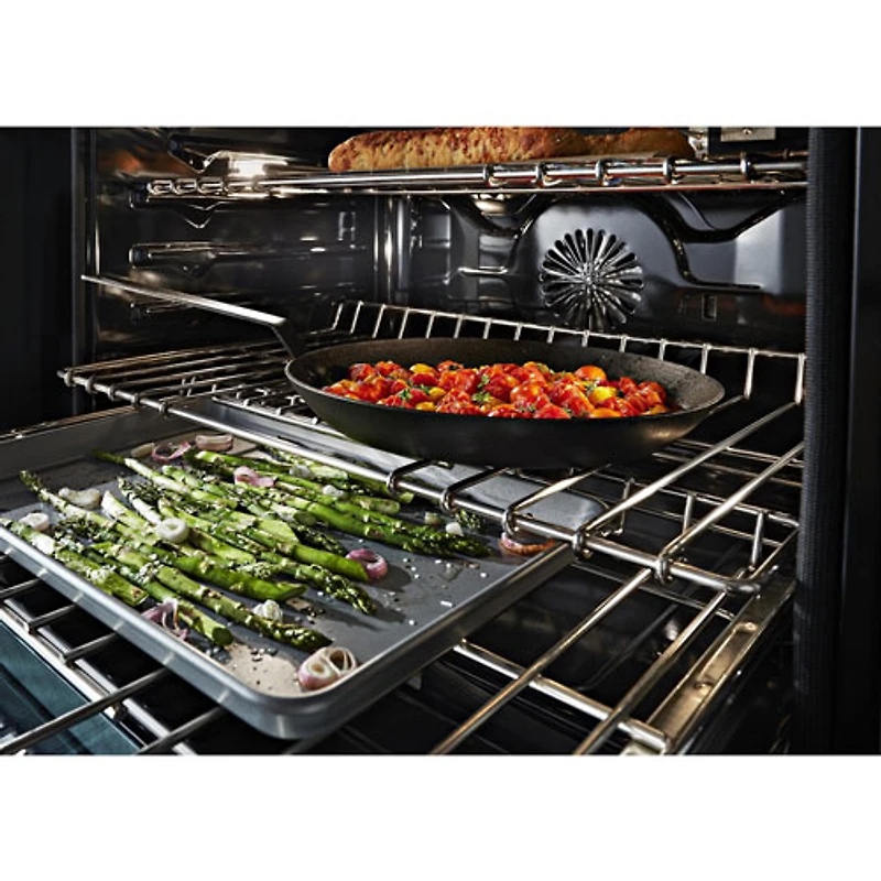 Cuisinière gaz auton. deux fours conv. véritable four autonett. 48 po KitchenAid(KFGC558JSC)- Orange