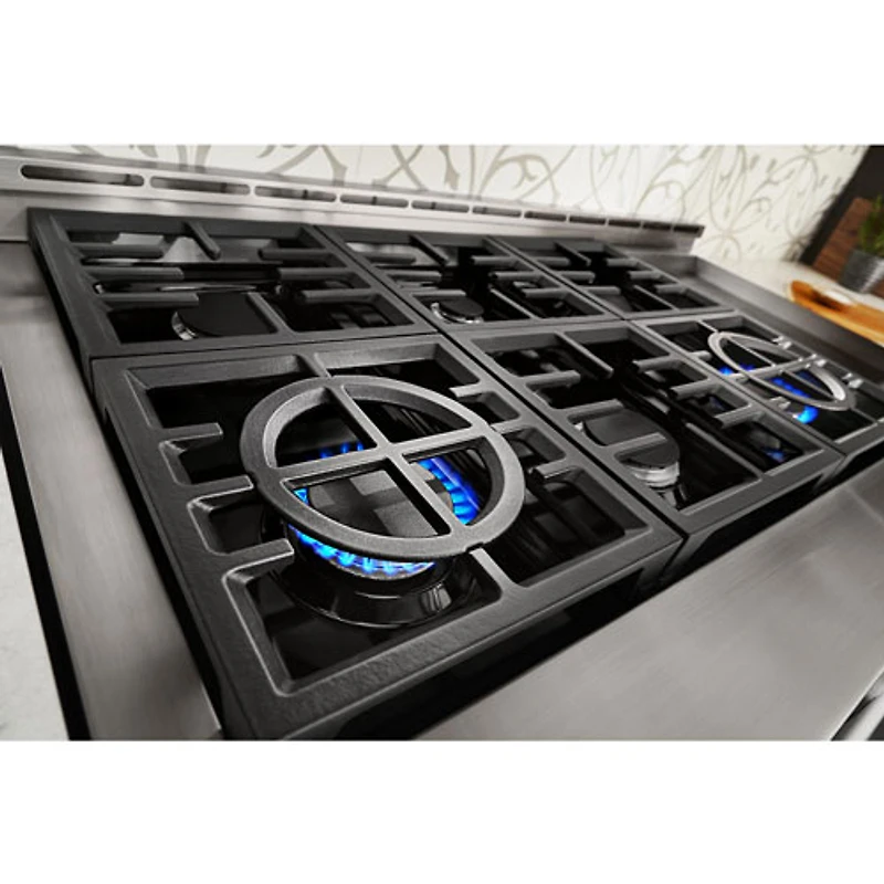Cuisinière gaz auton. deux fours conv. véritable four autonett. 48 po KitchenAid(KFGC558JSC)- Orange