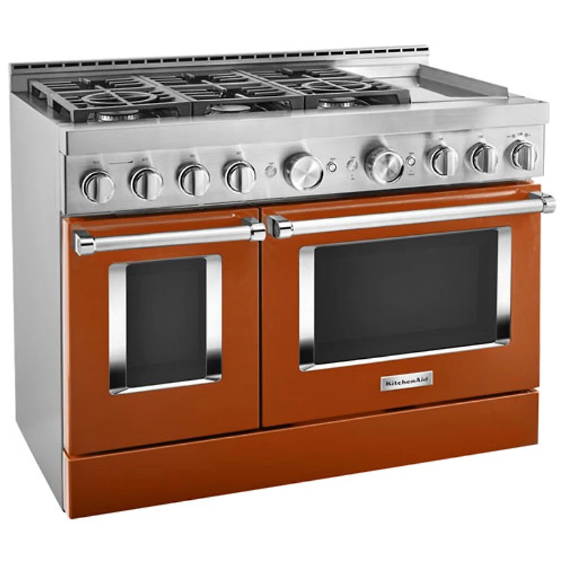 Cuisinière gaz auton. deux fours conv. véritable four autonett. 48 po KitchenAid(KFGC558JSC)- Orange