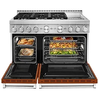 KitchenAid 48" 6.3 Cu. Ft. Double Oven 6-Burner Freestanding Gas Range (KFGC558JSC) - Orange