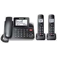 Téléphone avec ou sans fil à 2 combinés DECT 6.0 avec répondeur de Panasonic (KXTGF872B)