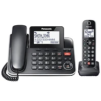 Téléphone avec ou sans fil à 1 combiné DECT 6.0 avec répondeur de Panasonic (KXTGF870B)