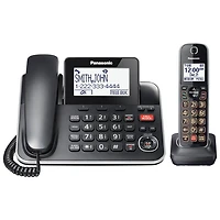 Téléphone avec ou sans fil à 1 combiné DECT 6.0 avec répondeur de Panasonic (KXTGF870B)