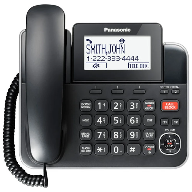 Téléphone avec ou sans fil à 1 combiné DECT 6.0 avec répondeur de Panasonic (KXTGF870B)