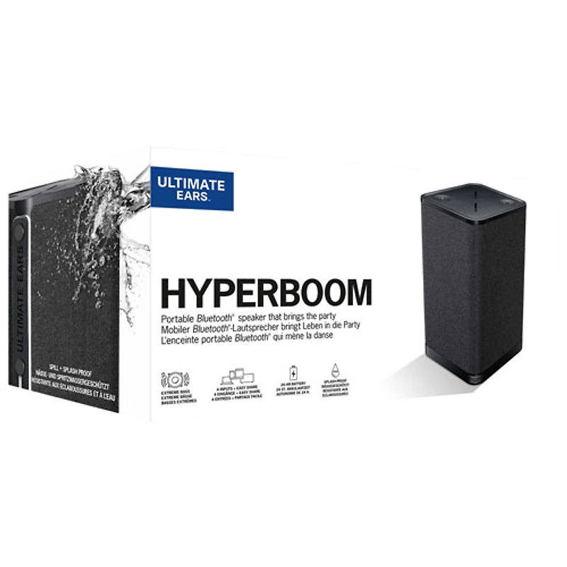 Ultimate Ears HYPERBOOM Splashproof Bluetooth Wireless Party Speaker - Black