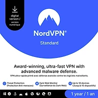 NordVPN Standard (PC/Mac) - 10 appareils - 1 ans - Téléchargement numérique