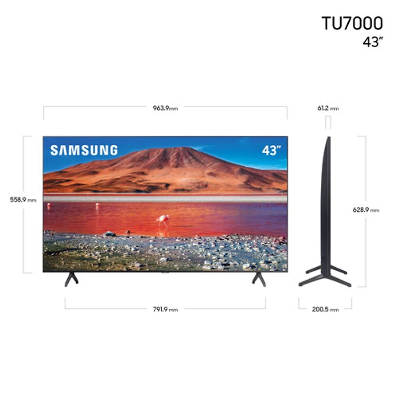Samsung 43" 4K UHD HDR LED Tizen Smart TV (UN43TU7000FXZC) - Titan Grey