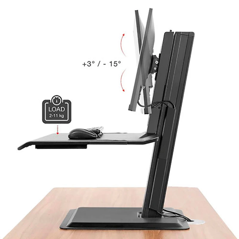 North Bayou Ergonomic Standing Desk with Single Monitor Integration