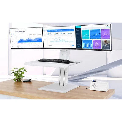 North Bayou Ergonomic Standing Desk with Triple Monitor Integration - White