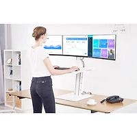 Bureau debout ergonomique avec support intégré pour trois moniteurs de North Bayou - Blanc