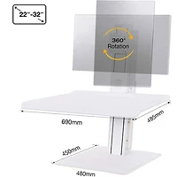 North Bayou Ergonomic Standing Desk with Single Monitor Integration - White