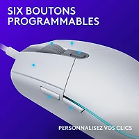 Souris de jeu optique de 8000 ppp G203 LIGHTSYNC de Logitech - Blanc