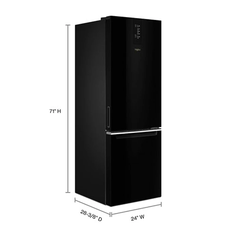 Réfrigérateur à congélateur inférieur 24 po 12,7 pi³ de Whirlpool (WRB533CZJB) - Noir