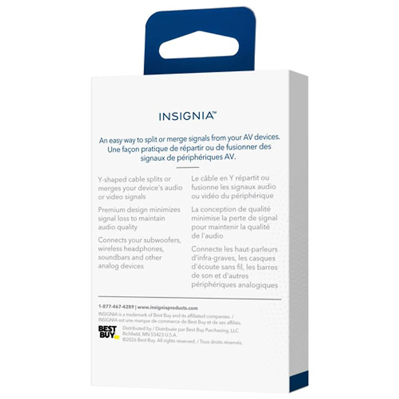 Répartiteur de câble RCA mâle à 2 embouts femelles de 0,16 m (6 po) d'Insignia