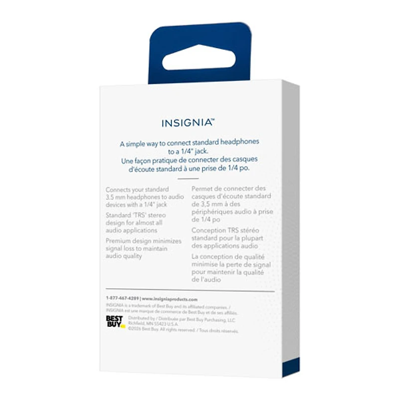 Adaptateur de 3,5 mm à 1/4 po pour écouteurs d'Insignia - Exclusivité Best Buy