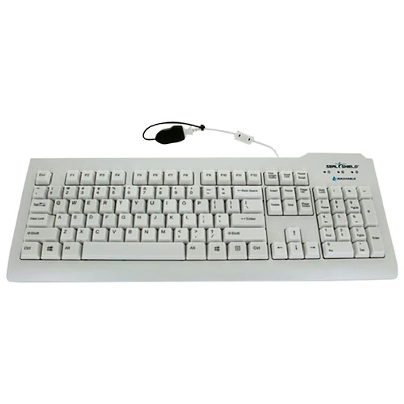 Clavier rétroéclairé étanche pleine grandeur avec fil Clean Glow de Seal Shield - Blanc - Anglais