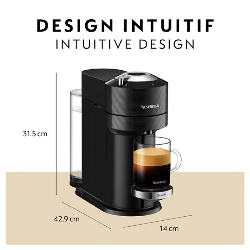 Machine à café/espresso Nespresso Vertuo Next Premium par Breville avec Aeroccino - Noir classique