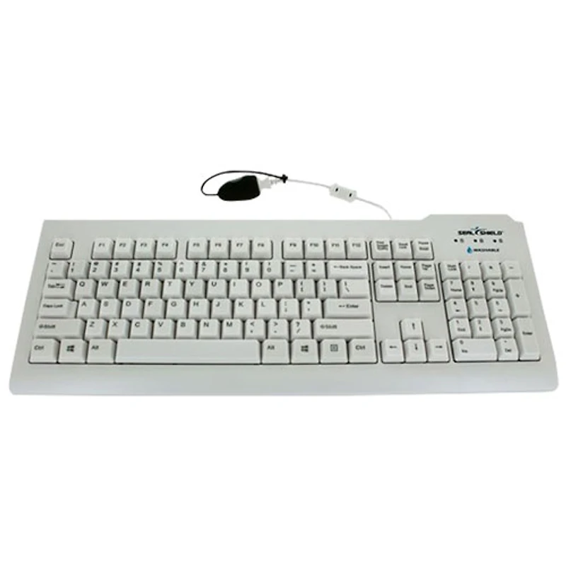 Seal Shield Clean Wired Full Size Waterproof Keyboard with Quick Connect - White - English