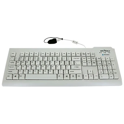 Seal Shield Clean Wired Full Size Waterproof Keyboard with Quick Connect - White - English