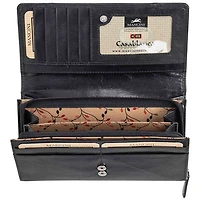 Mancini Casablanca RFID Genuine Leather Tri-fold Clutch Wallet - Black