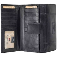 Mancini Casablanca RFID Genuine Leather Tri-fold Clutch Wallet - Black