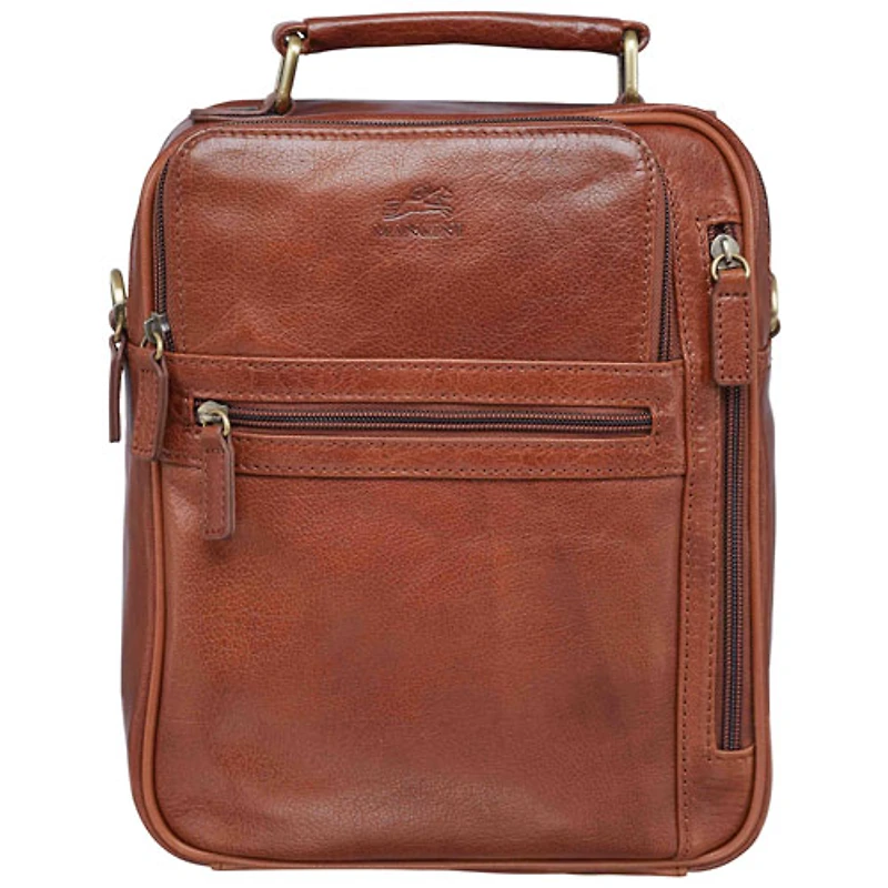 Mancini Arizona Leather Large Crossbody Bag - Cognac