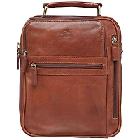 Mancini Arizona Leather Large Crossbody Bag - Cognac