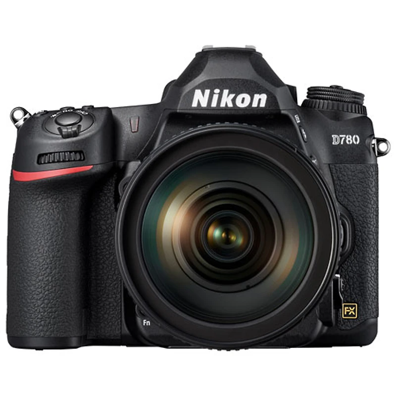 Lot avec appareil photo reflex numérique D780 de Nikon et objectif AF-S VR 24-120 mm