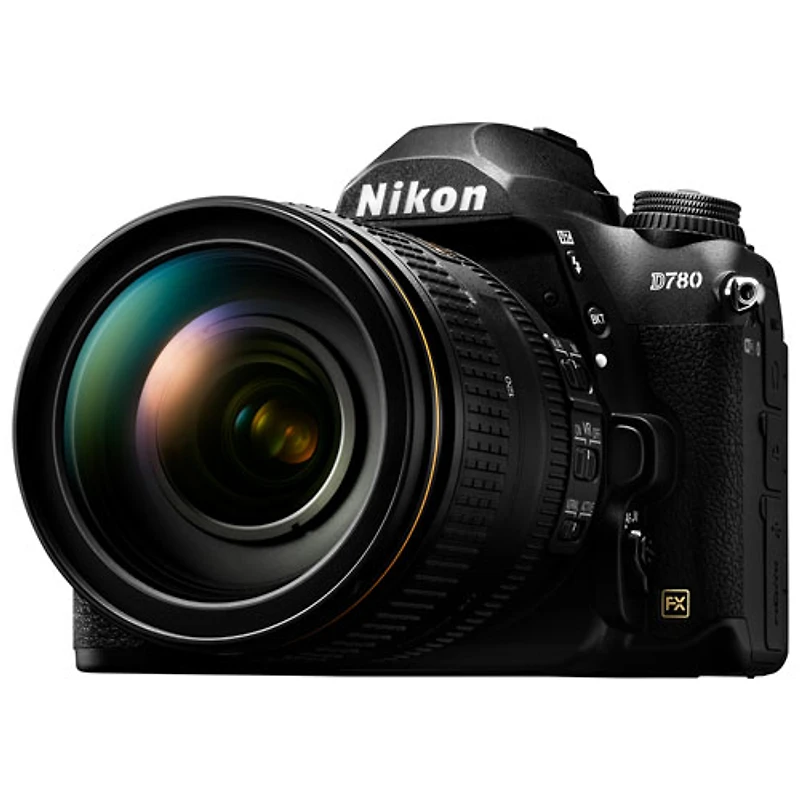Lot avec appareil photo reflex numérique D780 de Nikon et objectif AF-S VR 24-120 mm