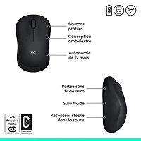 Souris optique sans fil M185 de Logitech - Noir