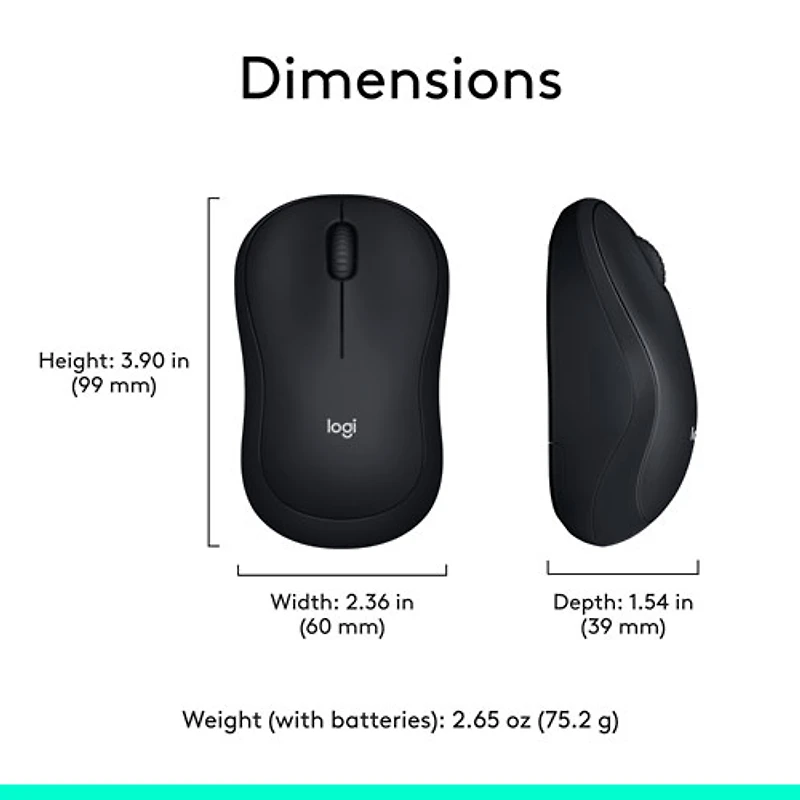 Souris optique sans fil M185 de Logitech - Noir